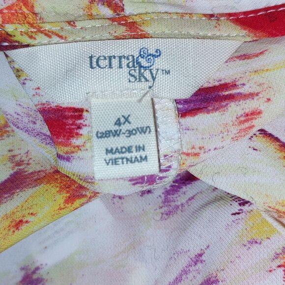 Terra & Sky  multicolor  sheer tunic blouse top  Sz 4X - Picture 5 of 5